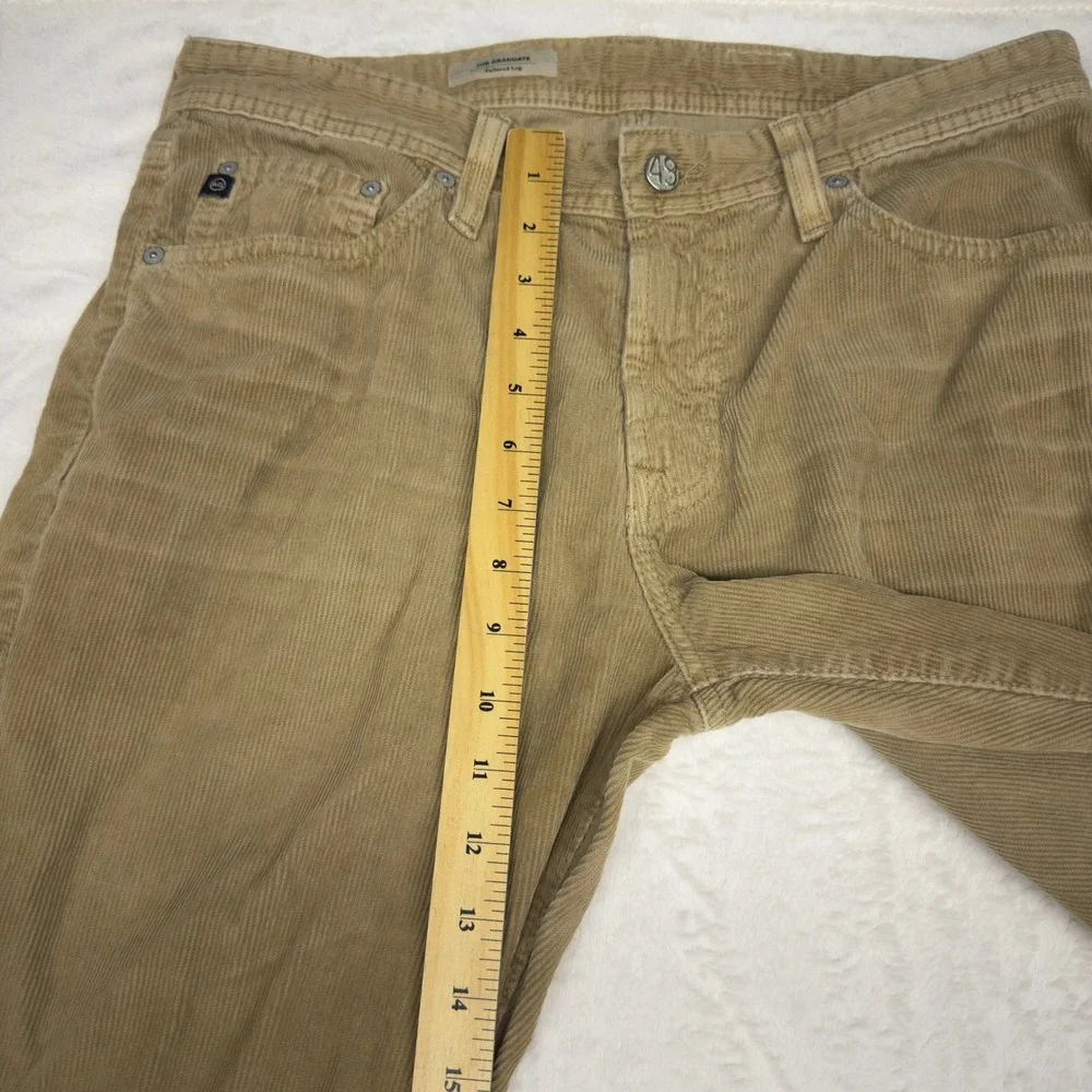 AG Adriano Goldschmied Graduate Corduroy Pants Mens 32x34 Tan Khaki Tailored Leg